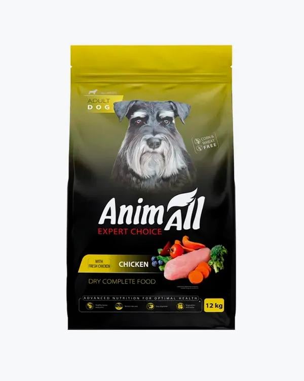 Корм сухой AnimAll для взрослых собак всех пород с курицей 12 кг (34411376)