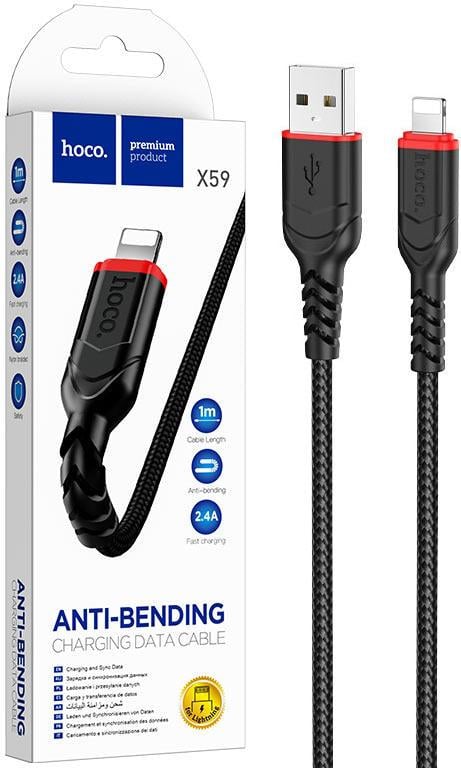 Кабель Hoco X59 iPhone 5 6 7 iPad Lightning 1 м Black (25117)