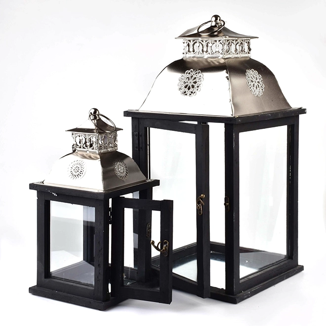 Комплект деревянных фонарей Levi Silver HTO1966 2 шт. (35260) - фото 2