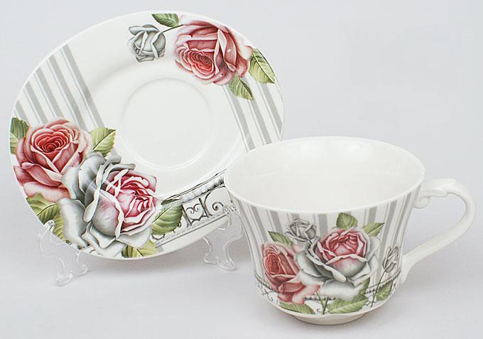 Чайная пара Romantic Life-77 чашка 220 мл с блюдцем (BD-393-A77)