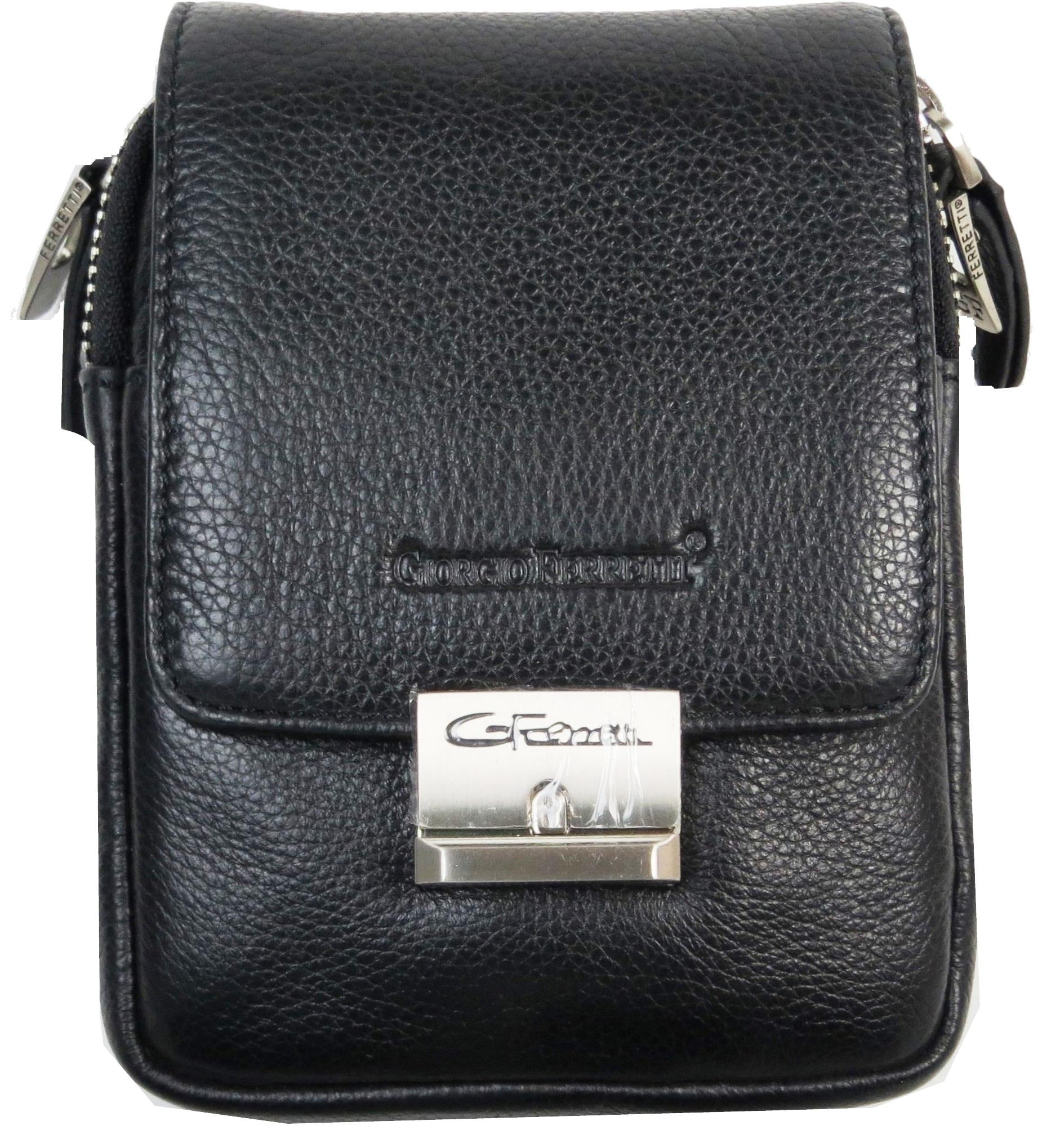 Борсетка мужская Giorgio Ferretti кожаная на ремень Черный (568-4 black)