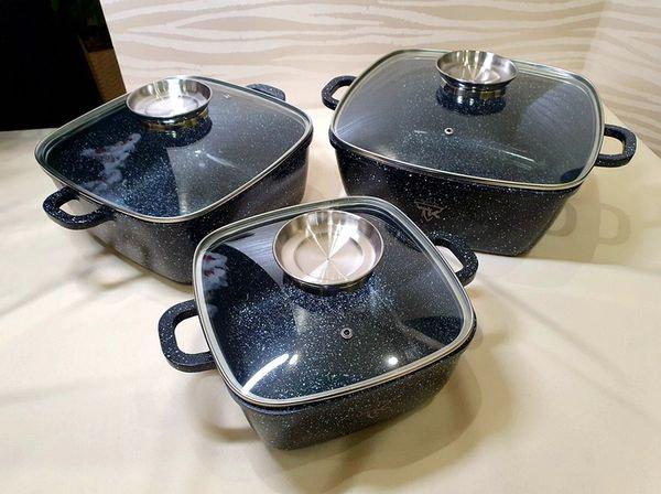 Набір каструль Higher Kitchen HK-302 з гранітним покриттям антипригарним Чорний - фото 3 Набір каструль Higher Kitchen HK-302 з гранітним покриттям антипригарним Чорний - фото 3