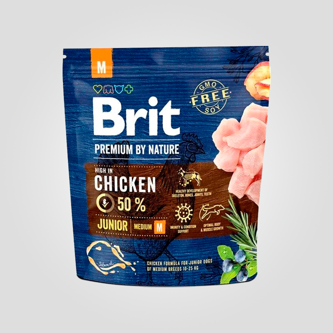Корм сухой Brit Premium Dog Junior M для щенков и юниоров средних пород с курицей 1 кг (2185089761)