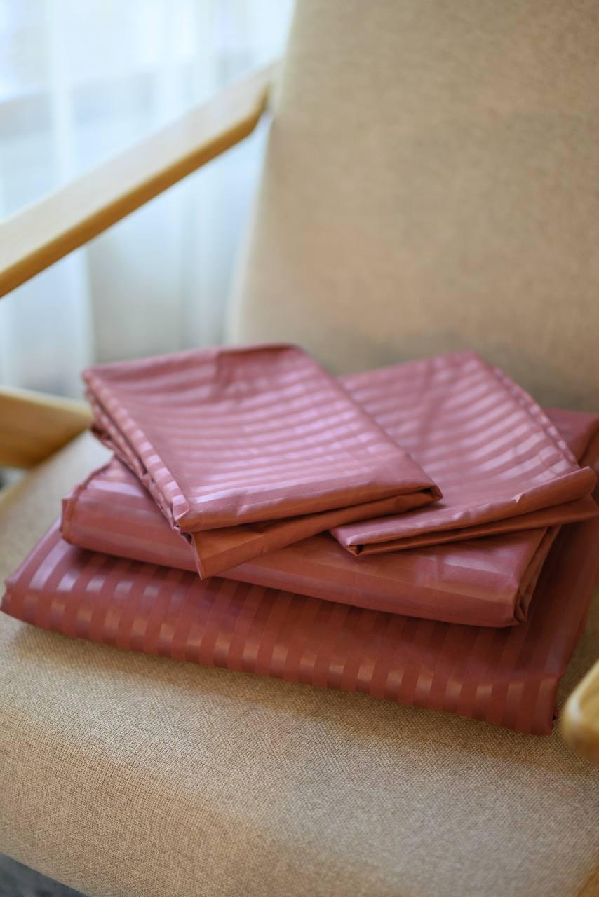 Комплект постільної білизни Signorina Siena зі страйп-сатину полуторний 50х70 см/70х70 см Вишня (0022P) - фото 4