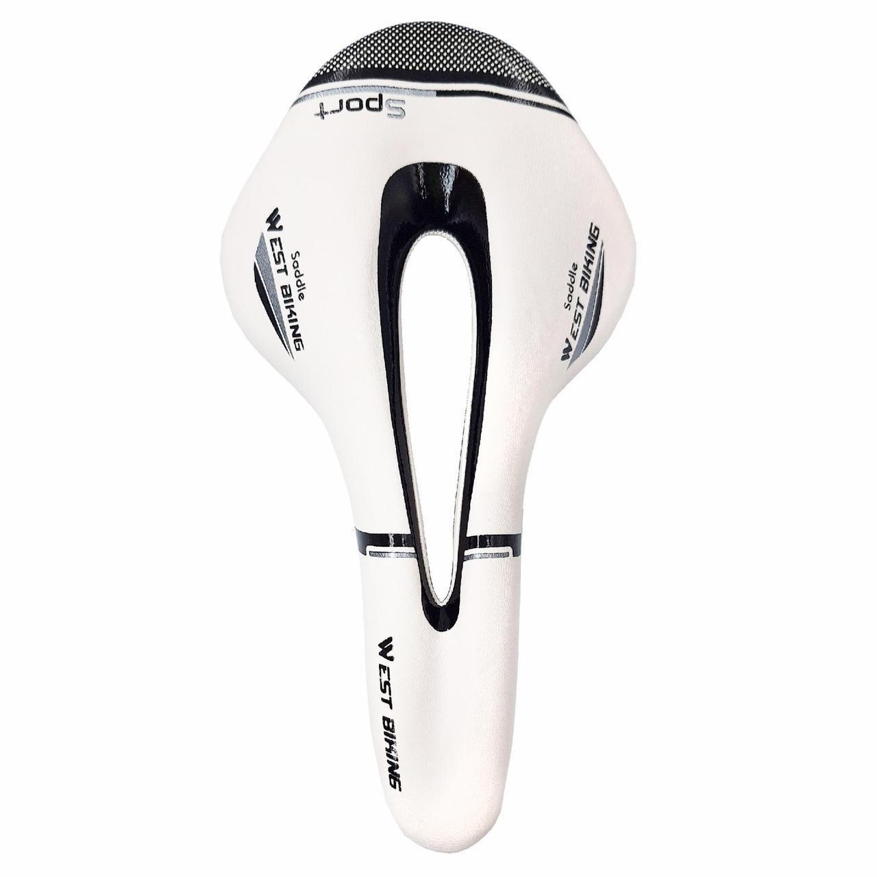 Сідло велосипедне West biking Sport YP0801117 з вентиляційним отвором 25х15 см Чорний з білим (G0001575) - фото 3