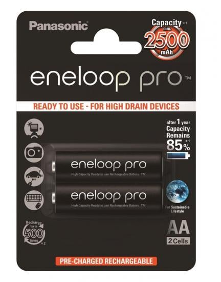 Батарейки Panasonic Eneloop Pro AA 2500 mAh 2 шт. (ERC-BK-3HCDE/2BE)