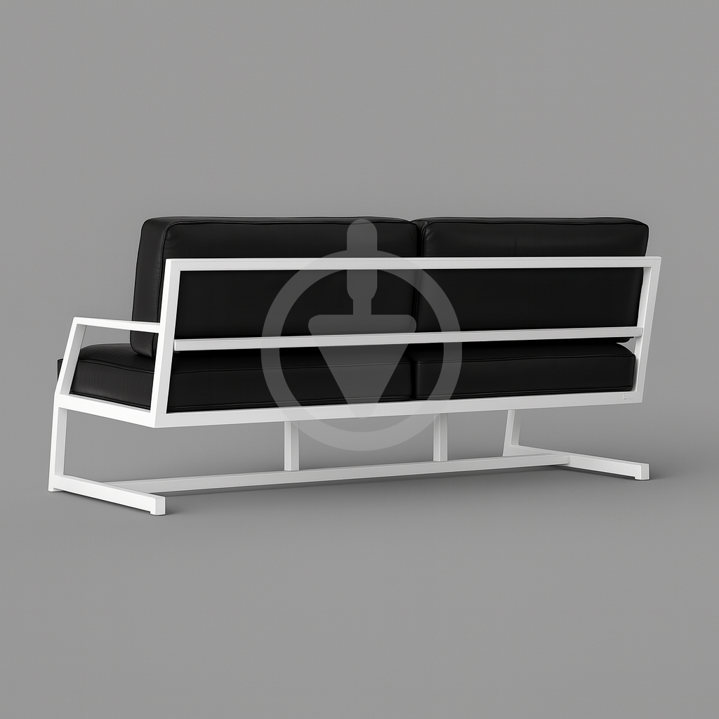 Диван металевий AVVS tech Атлас вуличний лофт екошкіра з підлокотниками 126 см Чорний/Білий (30222756) - фото 3