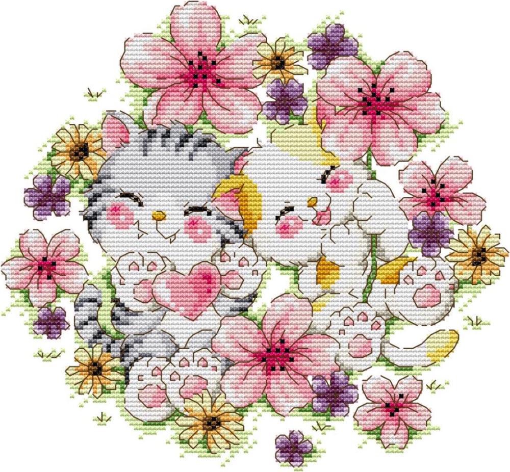 Набор для вышивания крестиком NKF угостые котята DA769 ткань 14CТ с рисунком 28х28 см (39938)