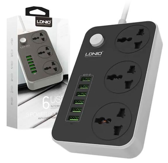 Подовжувач LDNIO SC3604 3 розетки 6 USB із захистом 2 м Сіро-чорний (1903312724) - фото 5
