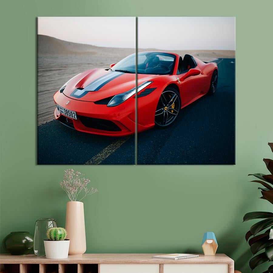Картина Автомобиль Красный Ferrari 458 Italia 71x51 см (A1187-2)