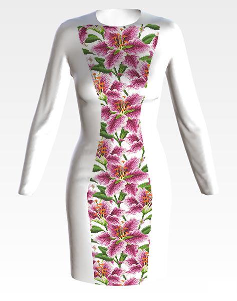 Заготовка для жіночого плаття Розкішні лілії для вишивки бісером і нитками домоткане полотно Лляний білий (ПЛ181дМ) Заготовка для жіночого плаття Розкішні лілії для вишивки бісером і нитками домоткане полотно Лляний білий (ПЛ181дМ)