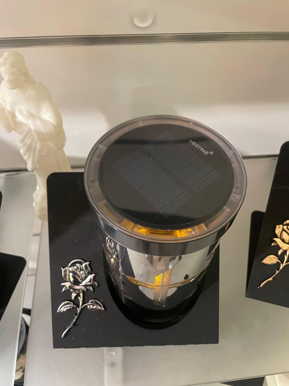 Лампадка с функцией вазы на солнечной батарее с подставкой металлическая Серебряный (1331) - фото 2 Лампадка с функцией вазы на солнечной батарее с подставкой металлическая Серебряный (1331) - фото 2