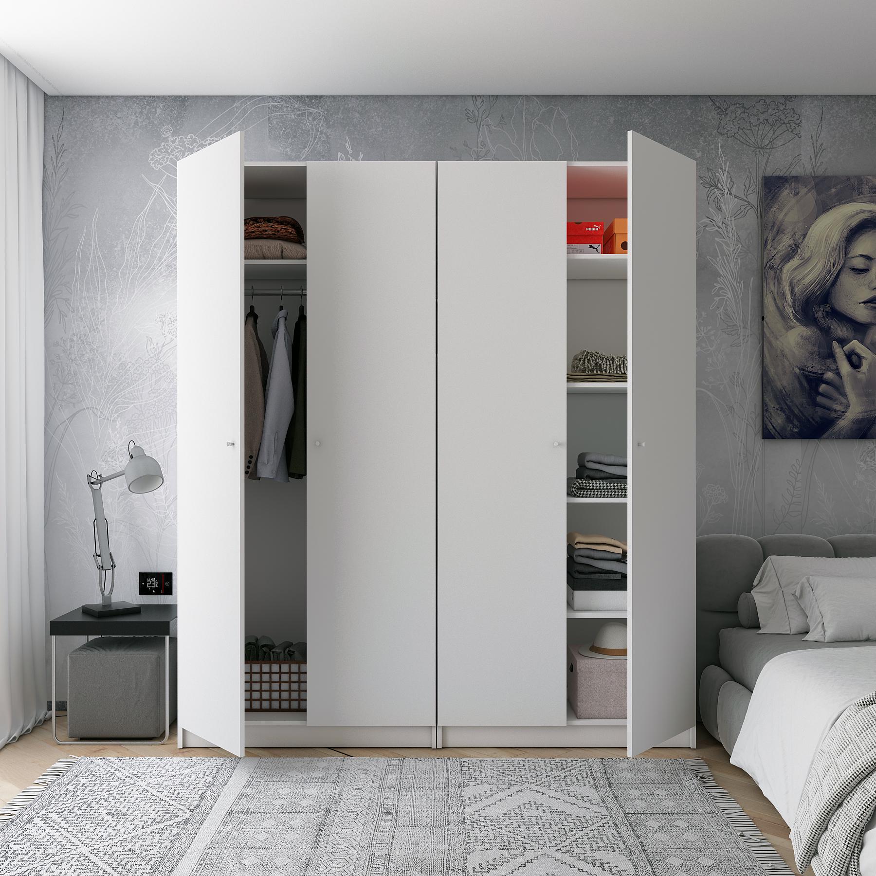 Комплект шкафов для одежды с полками Doros Промо 180х48х204 см 2 шт. Белый (DRS-011464)