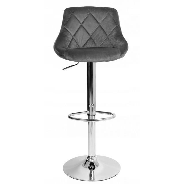 Барный стул со спинкой Bonro B-074 велюр Серый (2745863524)