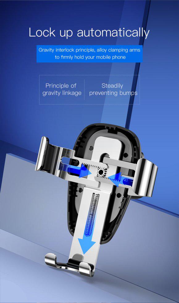 Автомобильное зарядное устройство Baseus WXYL-B0A Metal Wireless Charger Gravity Car Mount Black (WXYL-B0A) - фото 9 Автомобильное зарядное устройство Baseus WXYL-B0A Metal Wireless Charger Gravity Car Mount Black (WXYL-B0A) - фото 9
