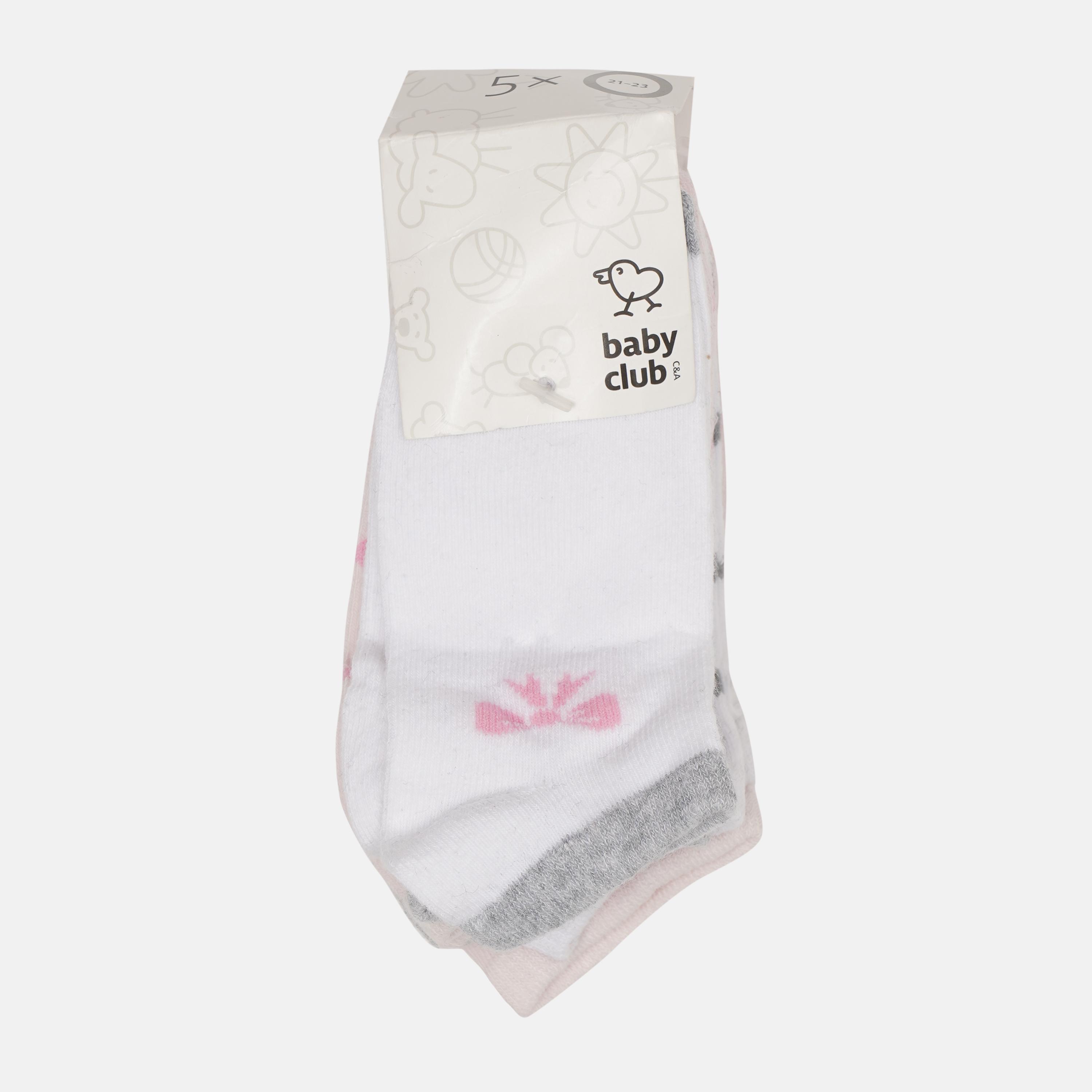 Носки C&A 5 пар р. 21-23 Белый/Розовый/Серый (3181279840500)