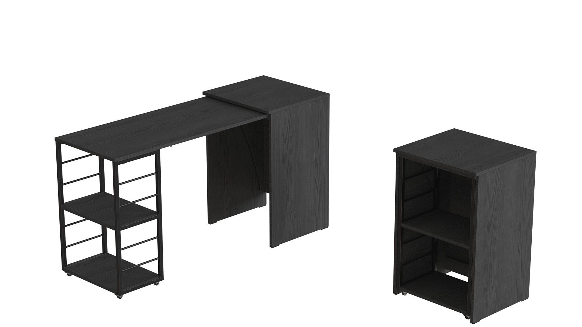 Стол-тумба трансформер Ferrum-decor Смарт 2/2 металл/ДСП 16 мм 750x1450x600 мм Черный/Бетон (FRD-105108) - фото 6