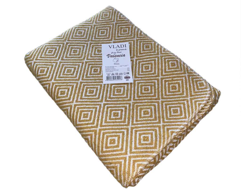 Плед хлопковый Vladi Валенсия Венеция 100х140 см Белый/Бежевый (b3c41052)