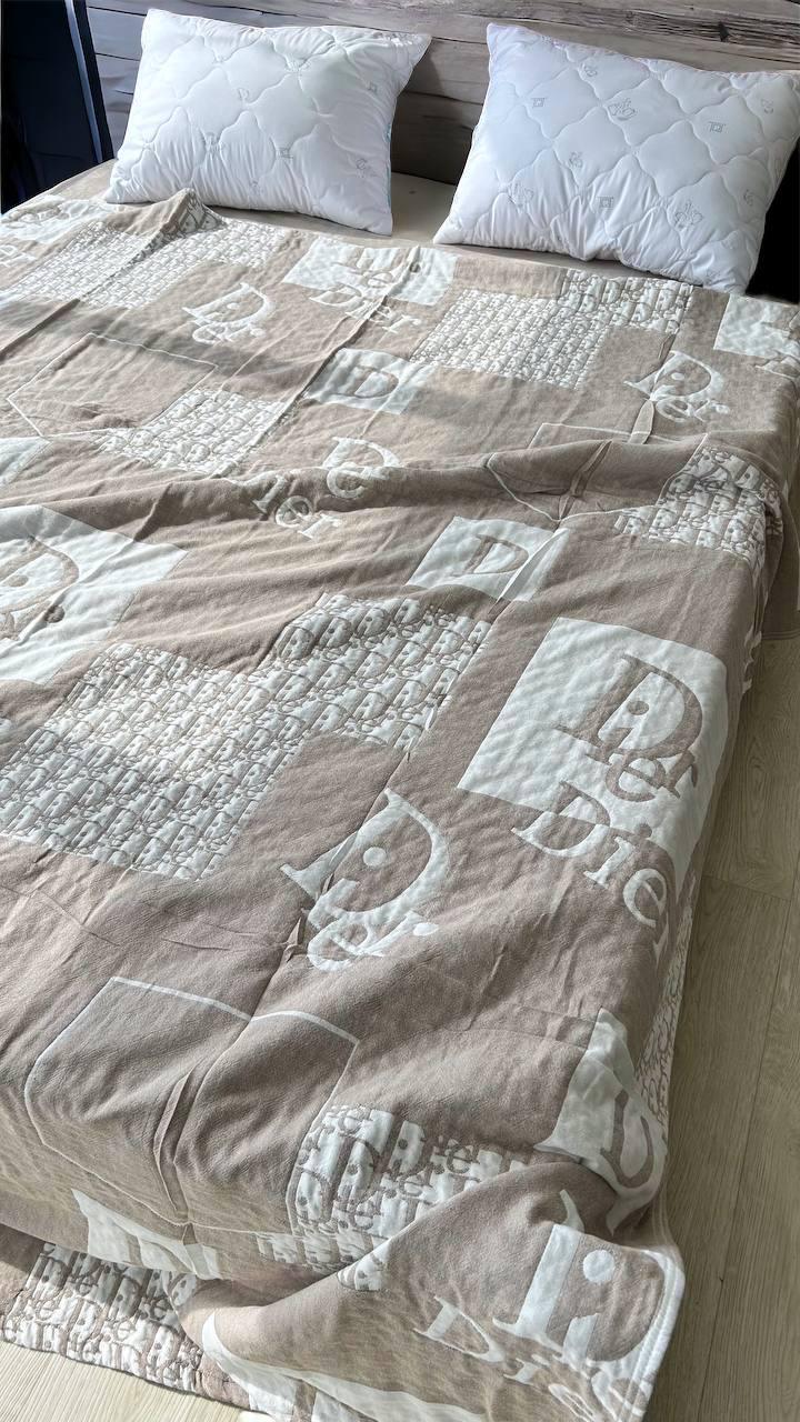 Покрывало-плед Лен хлопковое евро 200х230 см Бежевый (15255317)