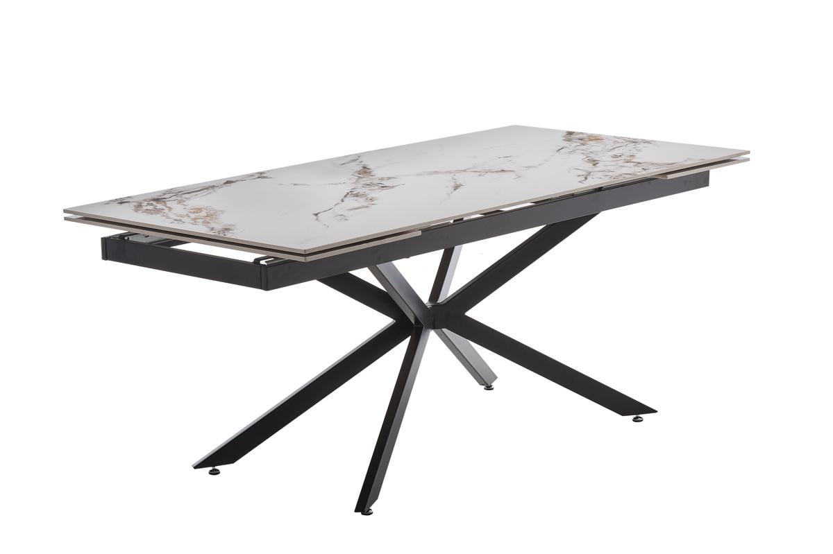 Обеденный стол керамический Мікс Меблі Магнум 180-40-40х90х76 см Черный/Нефрит белый