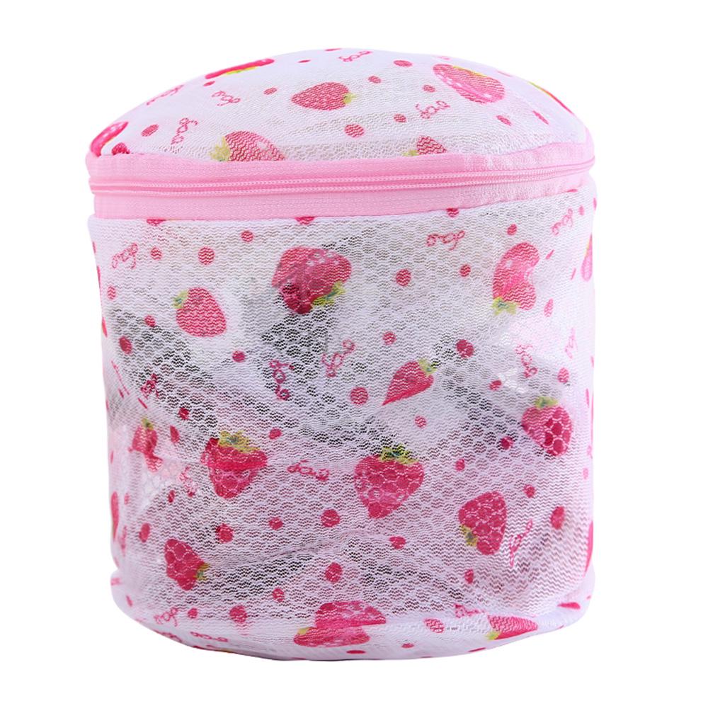 Мешок-контейнер для стирки белья 15х15 см Бело-розовый