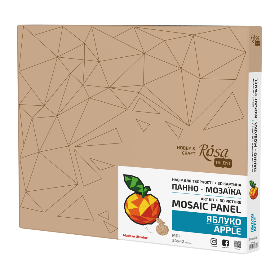Набор для творчества 3D картина панно-мозаика Rosa Talent Яблоко МДФ 34х42 см (4823098538592)