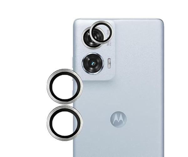 Захисне скло з рамкою CD Pattern на задню камеру для Motorola Edge 50 Fusion​ Срібний