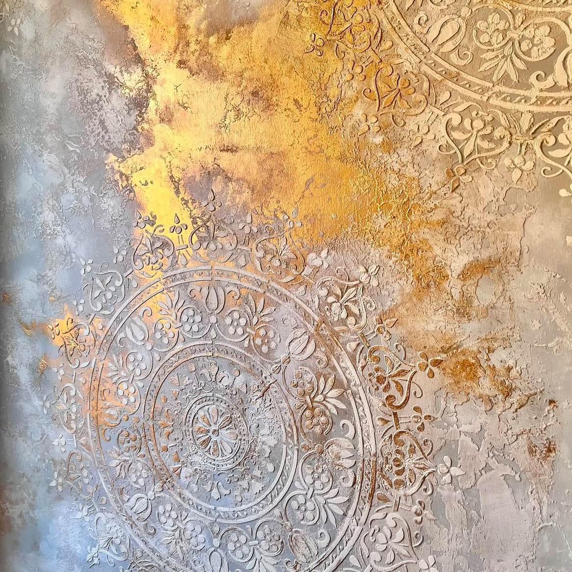 Трафарет DFA для інтер'єру в класичному стилі круглий візерунок гнучкий пластик 0,3-1 мм (C00013-d)