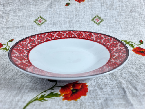 Набор тарелок суповых SNT Вышиванка ромб 10 см 3 шт. Красный (30003-005)