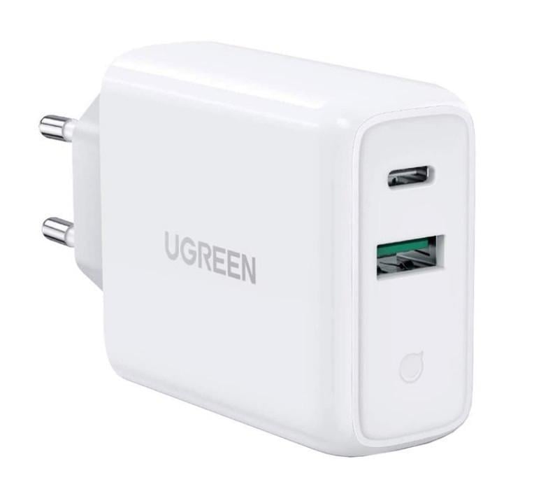 Адаптер питания для телефона Ugreen CD170 White USB+USB Type-C Wall Charger 36W 3A (1864812939)