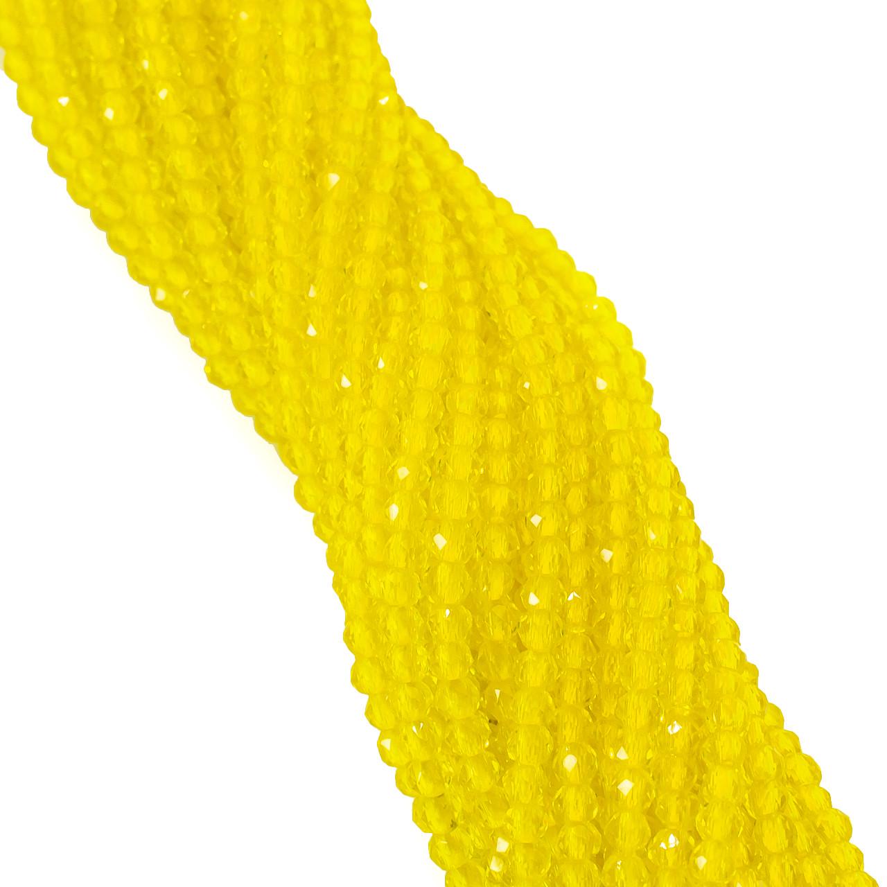 Бусины с круглой огранкой на нитке 37 см из шпинели 2 мм 200 шт. Желтый (БШ2702к04)