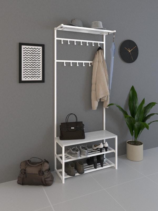 Прихожая металлическая SUNRISE 3 80 см Белый/Аляска