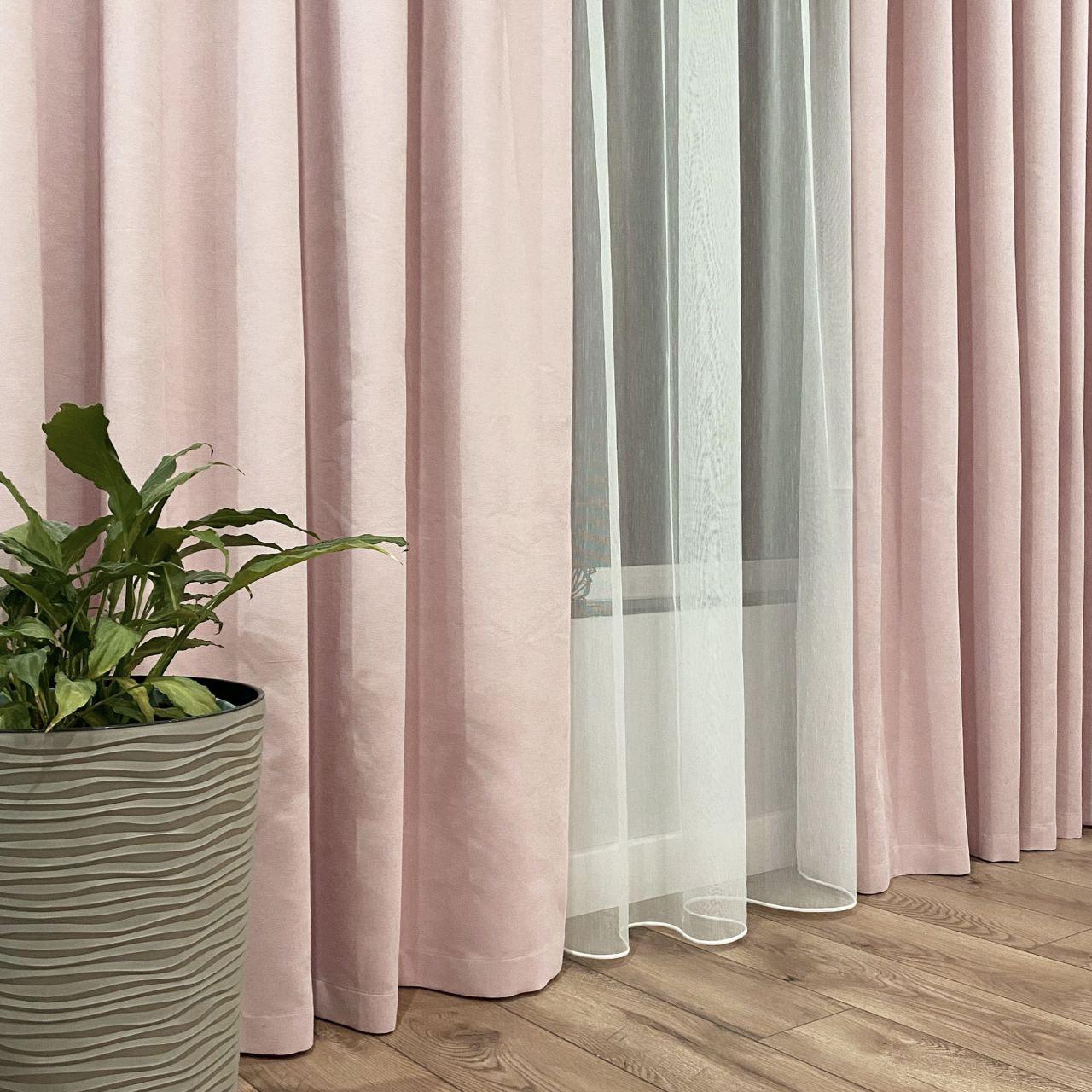 Шторы на тесьме 150х250 см микровелюр 2 шт. и тюль бамбук 400х250 см Светло-розовый/Теплый Белый (402097-МТ201В/150-400) - фото 6 Шторы на тесьме 150х250 см микровелюр 2 шт. и тюль бамбук 400х250 см Светло-розовый/Теплый Белый (402097-МТ201В/150-400) - фото 6
