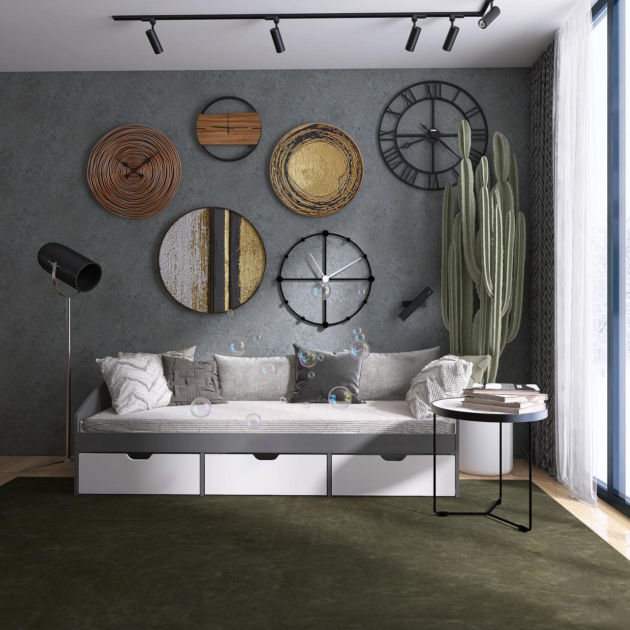 Кровать односпальная Еверест с ящиками Комфорт-3 сплошной щит 80x190 см Графитовый/Белый (EVR-20711) - фото 4 Кровать односпальная Еверест с ящиками Комфорт-3 сплошной щит 80x190 см Графитовый/Белый (EVR-20711) - фото 4