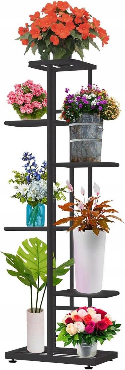 Стеллаж для горшков с растениями POKKA металлический на 6 уровней 108x43x22 см Черный (2605799096) Стеллаж для горшков с растениями POKKA металлический на 6 уровней 108x43x22 см Черный (2605799096)