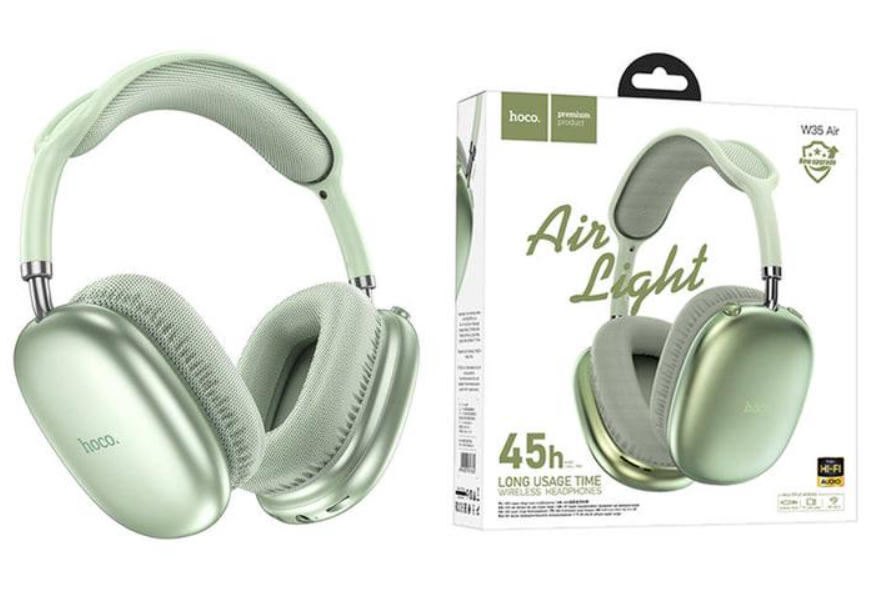 Наушники беспроводные Hoco Triumph BT headphones W35 Air Green BT5.3 AUX/TF 45h Зеленый - фото 5