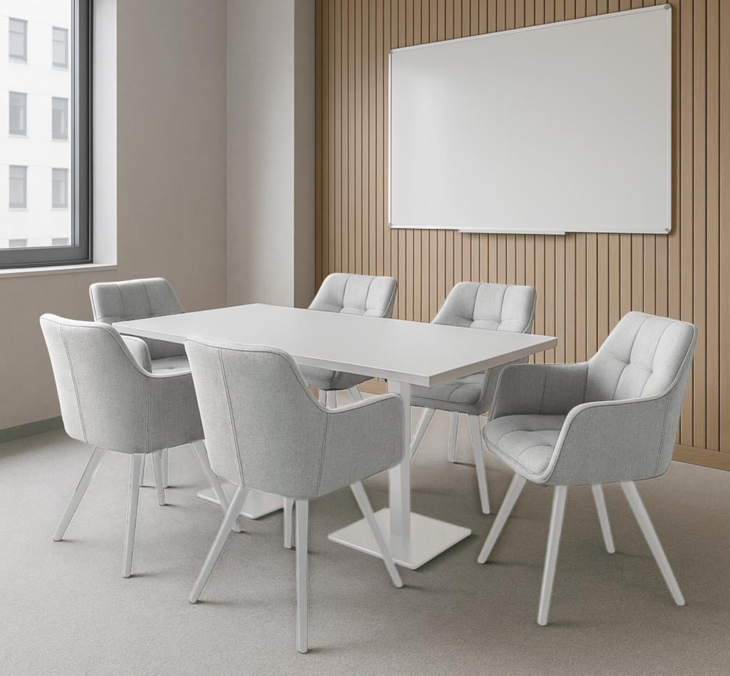 Комплект обідніх стільців Осло М-235 6 шт. з підлокітниками тканина фактурна 850х600х610 мм Ніжно-білий/Білий