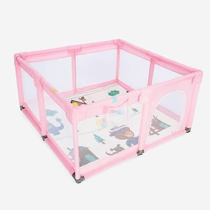 Манеж дитячий розкладний Avko кульки та килимок 180х200 см Pink