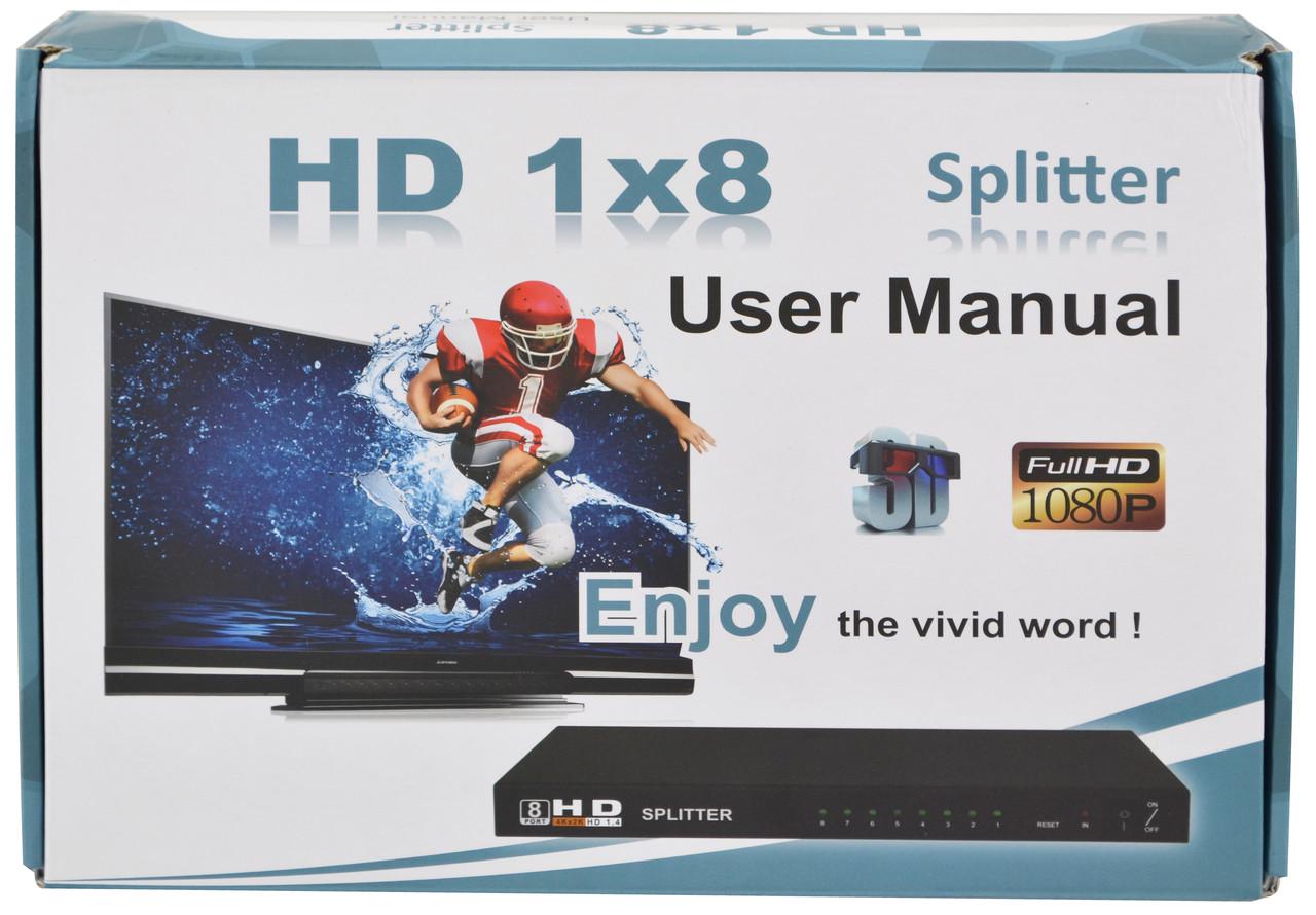 Розгалужувач відеосигналу Rias HDMI-8xHDMI 8 портів v1.4 1080P Black (3_00625) - фото 2