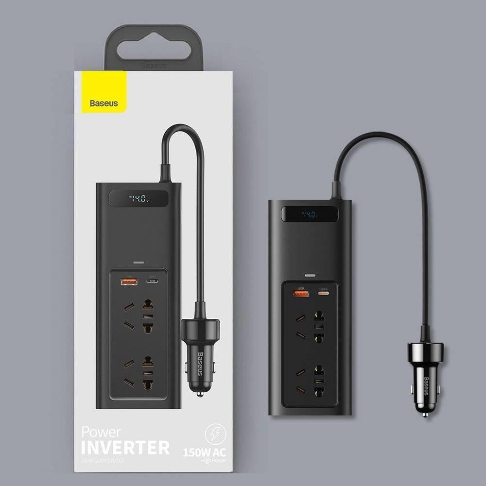 Автомобільний інвертор BASEUS GFDH-7672 USB Type-C Inverter з 2 розетками на 220V 150W - фото 4