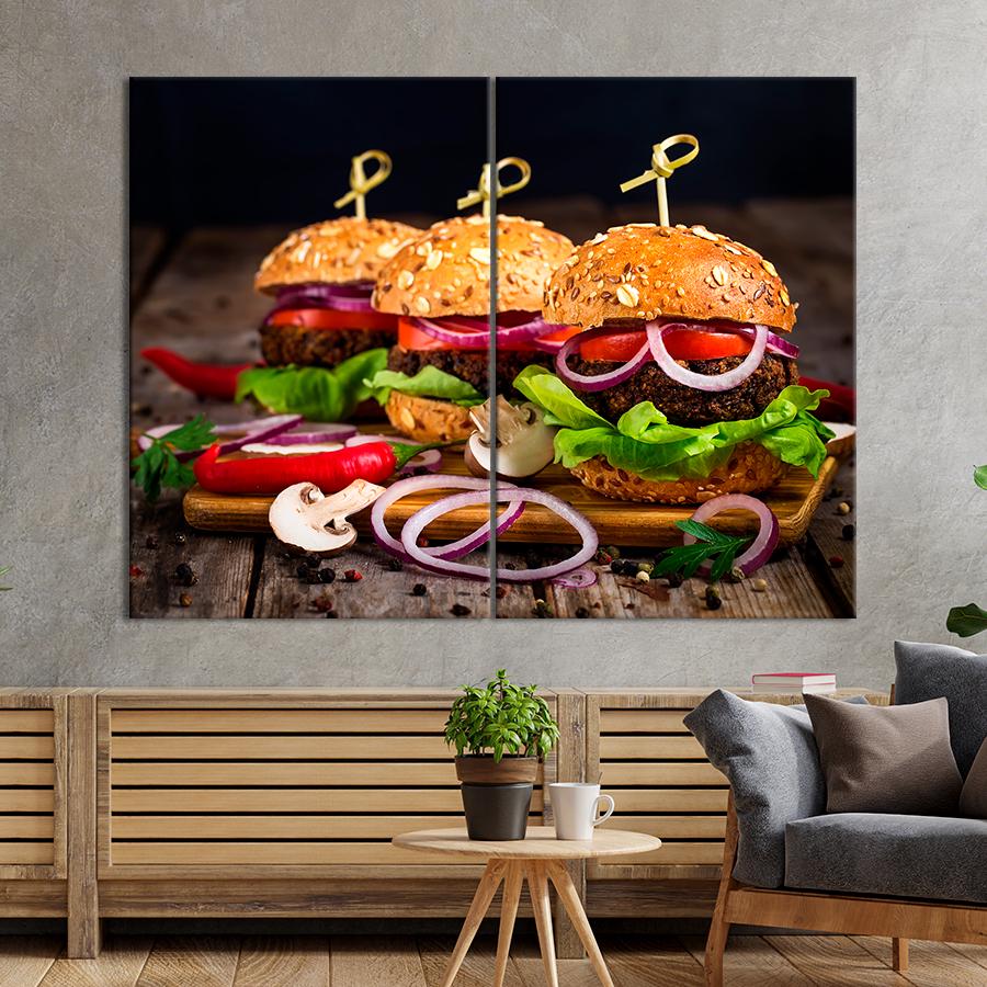 Настенний декор Три красивых гамбургера 165x122 см (A303-2)