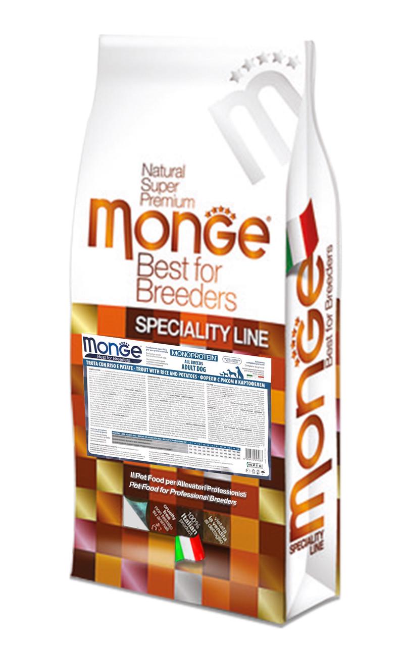 Корм для дорослих собак Monge dog All breeds Форель 15 кг (800947006083)