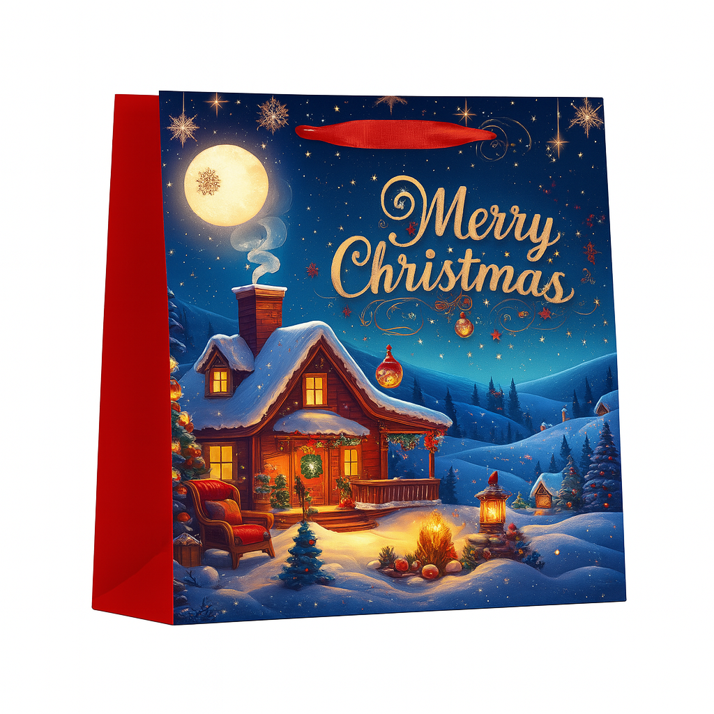 Подарунковий пакет Stenson Christmas evening 3D №1 26х32х10 см Різнокольоровий (R33220-M)