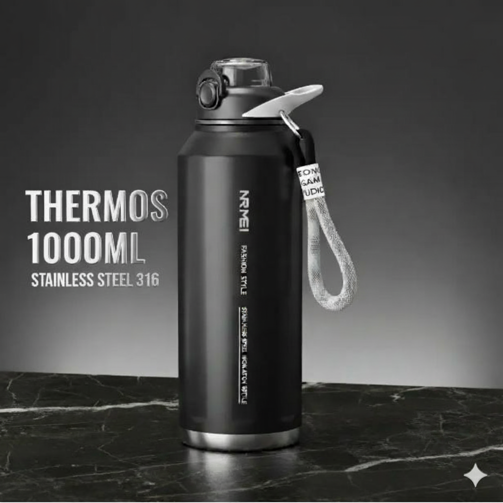 Термос NRMEI з нержавіючої сталі 316 герметичний не містить BPA 1000 мл Чорний (2817358959) - фото 5 Термос NRMEI з нержавіючої сталі 316 герметичний не містить BPA 1000 мл Чорний (2817358959) - фото 5