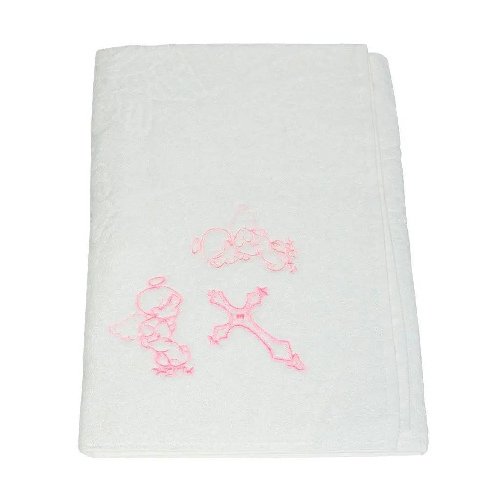 Крыжма Gulcan Ангел с вышивкой 100х100 см Розовый (21605)