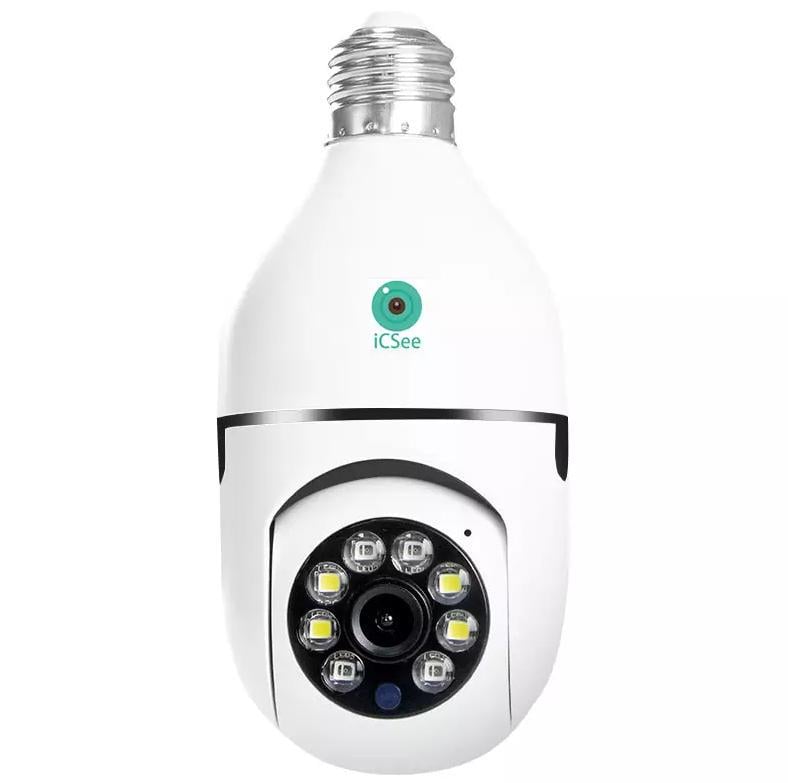 Камера відеоспостереження панорамна IP Bulb Camera ICSEE 2MP FHD WiFi в патрон E27 із режимом нічного бачення/мікрофоном та датчиком руху Білий (784779396)