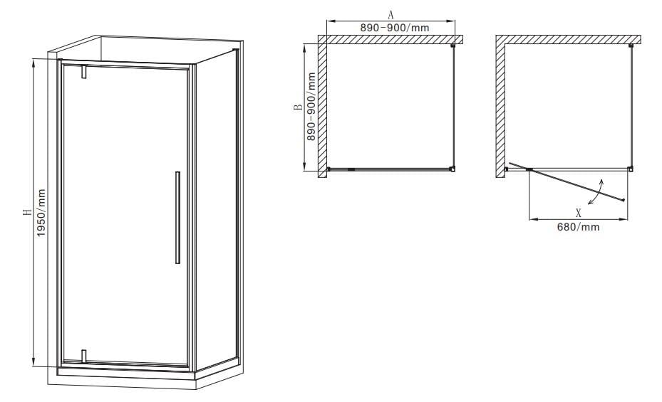 Душевая кабина без поддона MIXXUS Premium BEVEL SC01-90x90x195-TR прозрачное стекло 6 мм Chrome (MI6863) - фото 4