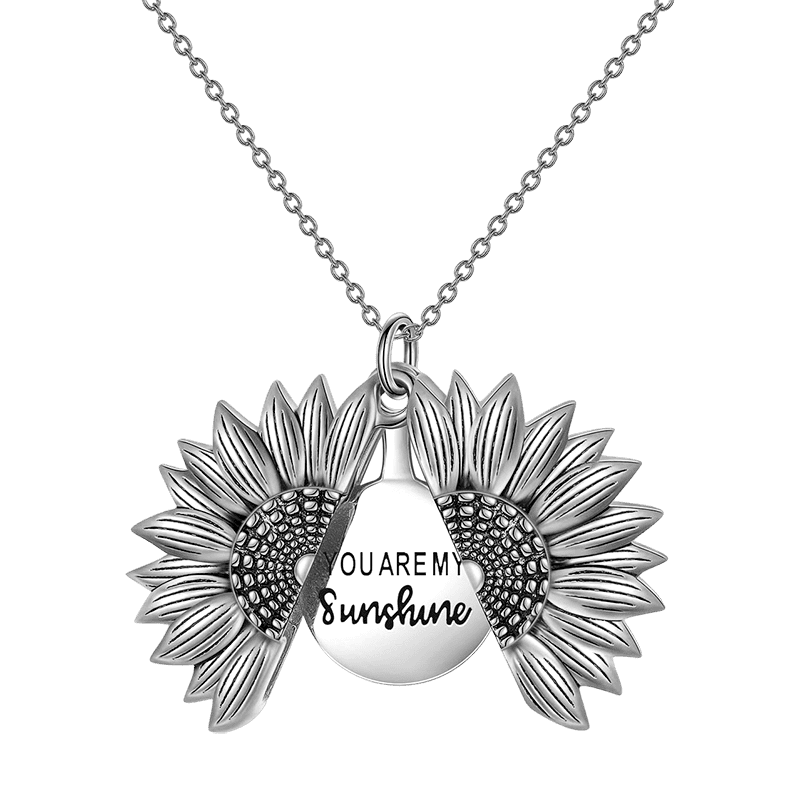 Подвеска в форме подсолнуха с гравировкой внутри You are my sunshine SunFlower Серебристый (604)