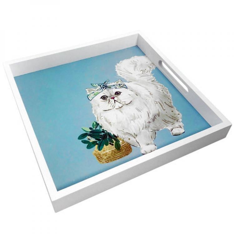 Таця дерев'яна Котик 33х33 см White (123898) Таця дерев'яна Котик 33х33 см White (123898)