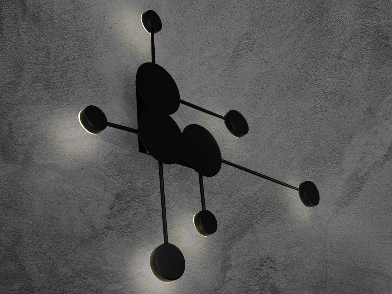 Настінний світильник 8682-6BK-LS Молекула Чорний 24W (2467766630) - фото 3